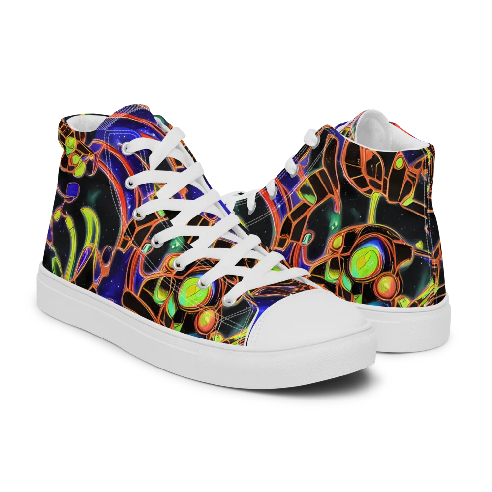 Cosmic Circuitry on Women's High Top Canvas Shoes — Right