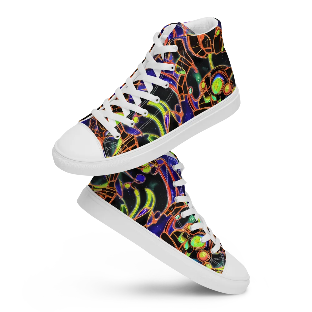Cosmic Circuitry on Women's High Top Canvas Shoes — Front