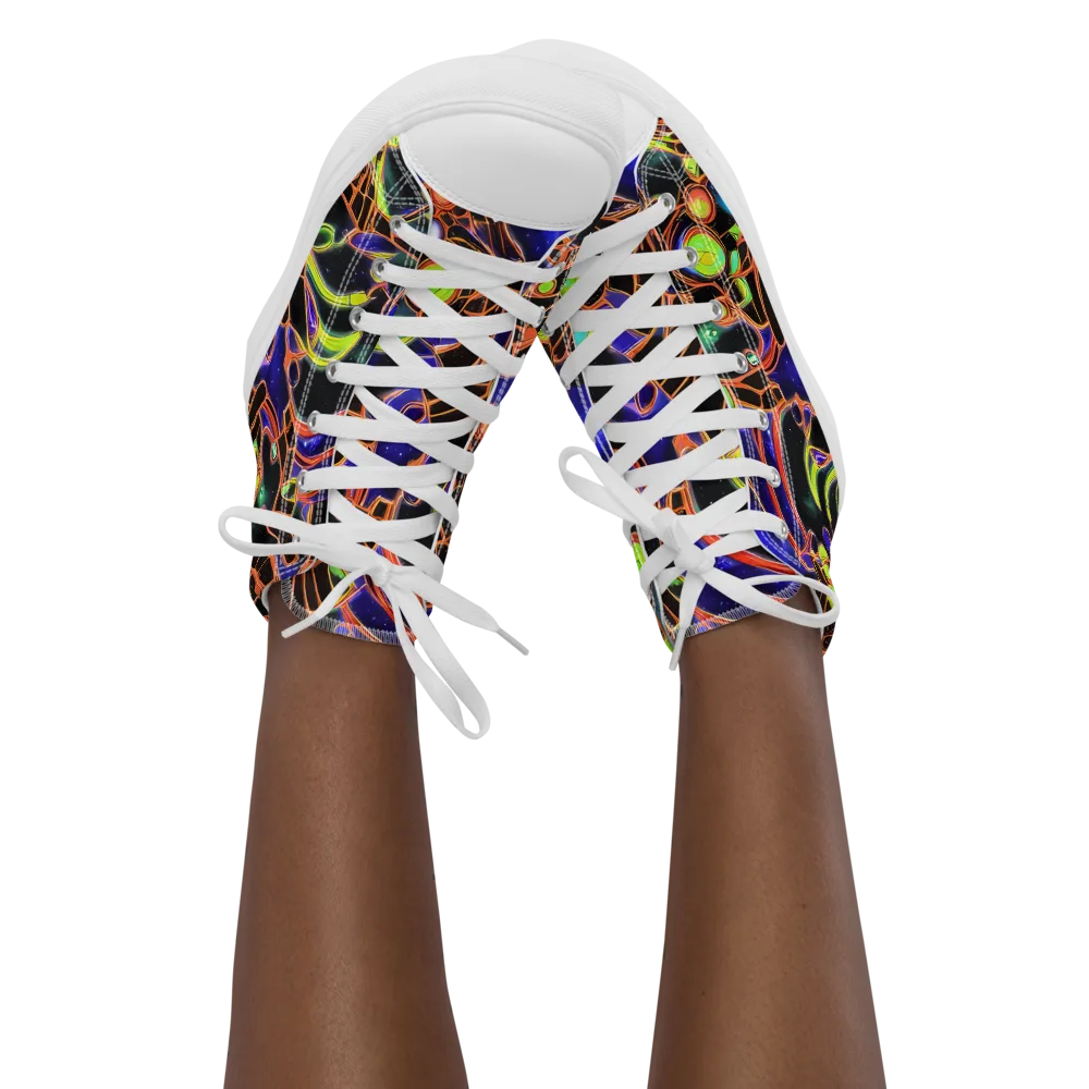 Cosmic Circuitry on Women's High Top Canvas Shoes — Front