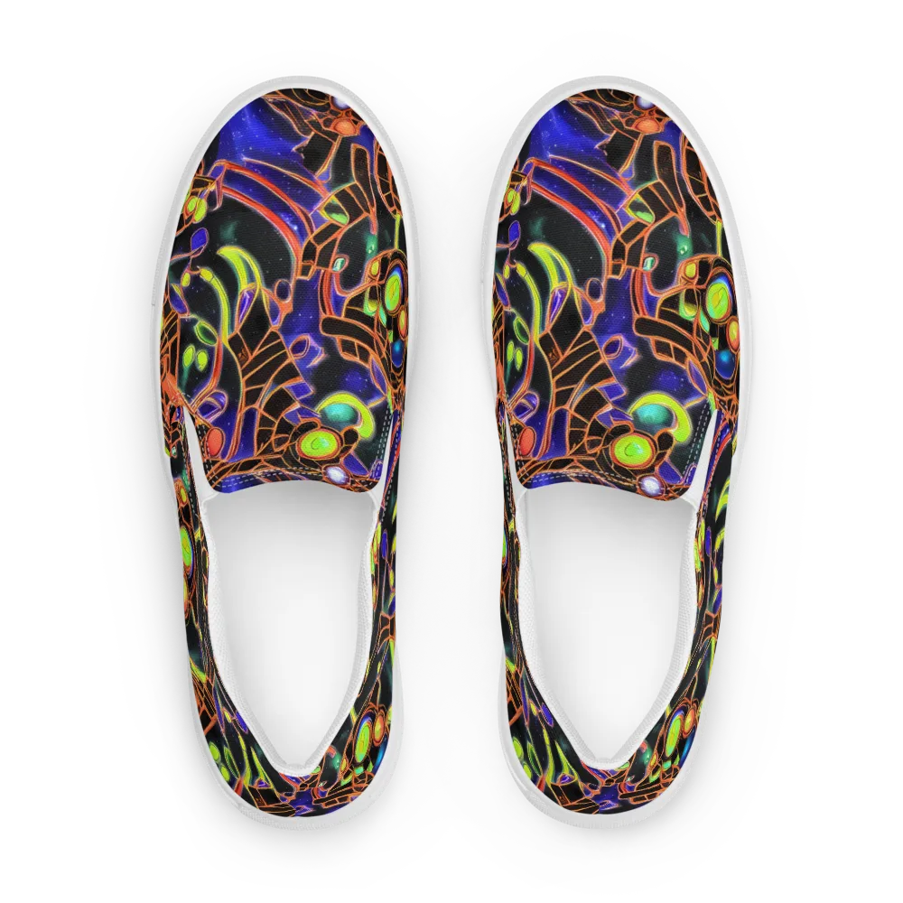 Cosmic Circuitry on Men's Slip-On Canvas Shoes — Front