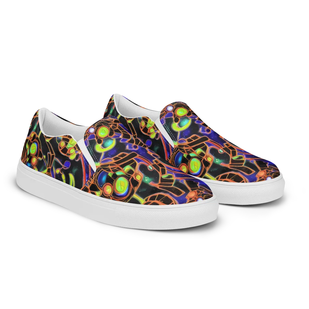 Cosmic Circuitry on Men's Slip-On Canvas Shoes — Right Front