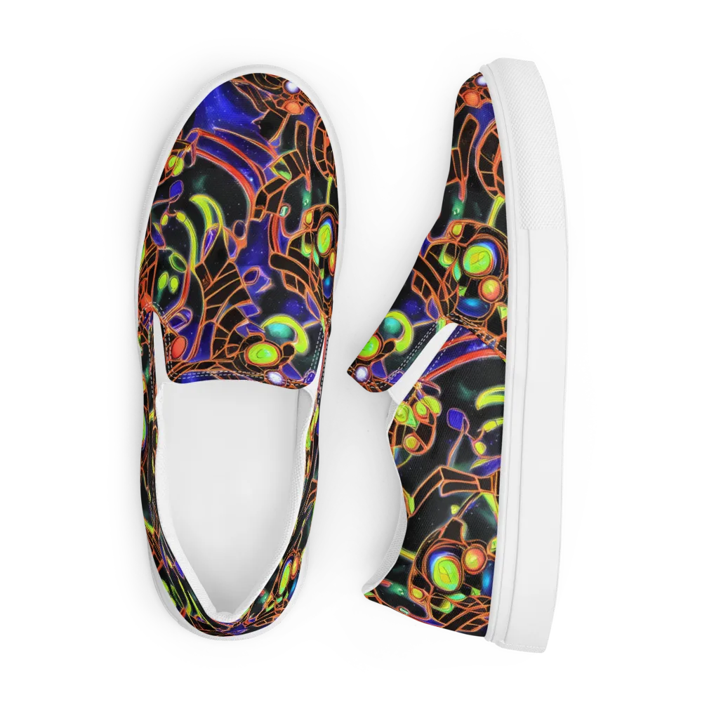 Cosmic Circuitry on Men's Slip-On Canvas Shoes — Front