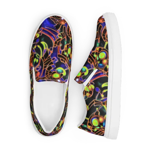 Cosmic Circuitry on a Men's Slip-On Canvas Shoes