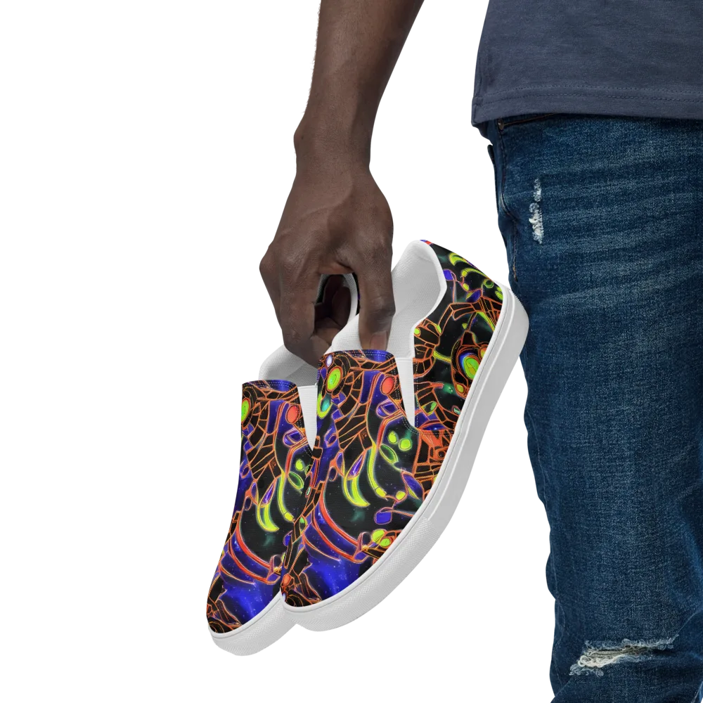 Cosmic Circuitry on Men's Slip-On Canvas Shoes — Left Front