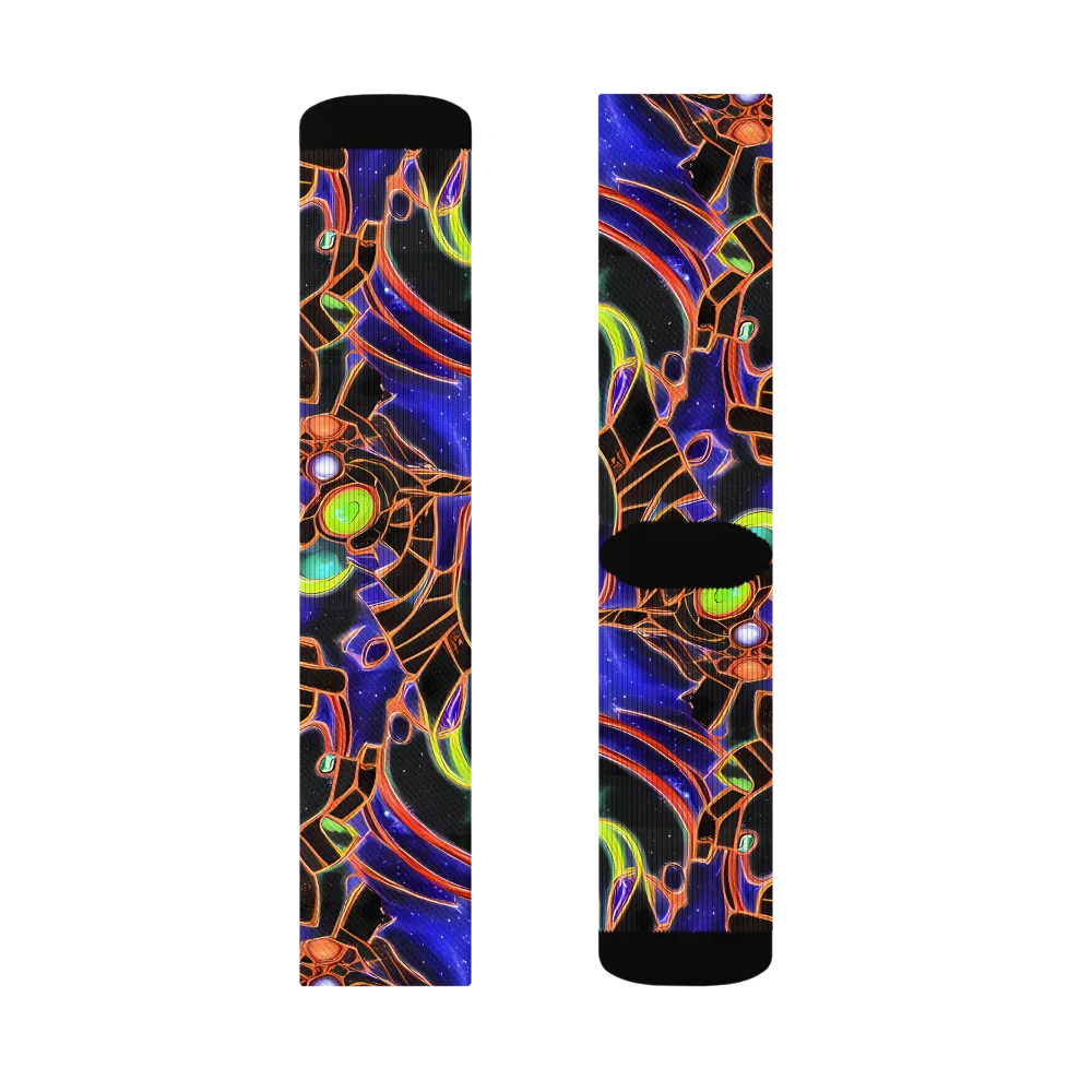 Cosmic Circuitry on Socks — Left Sock