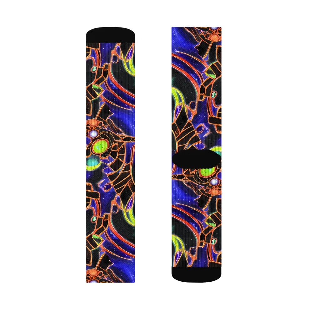 Cosmic Circuitry on Socks — Right Sock