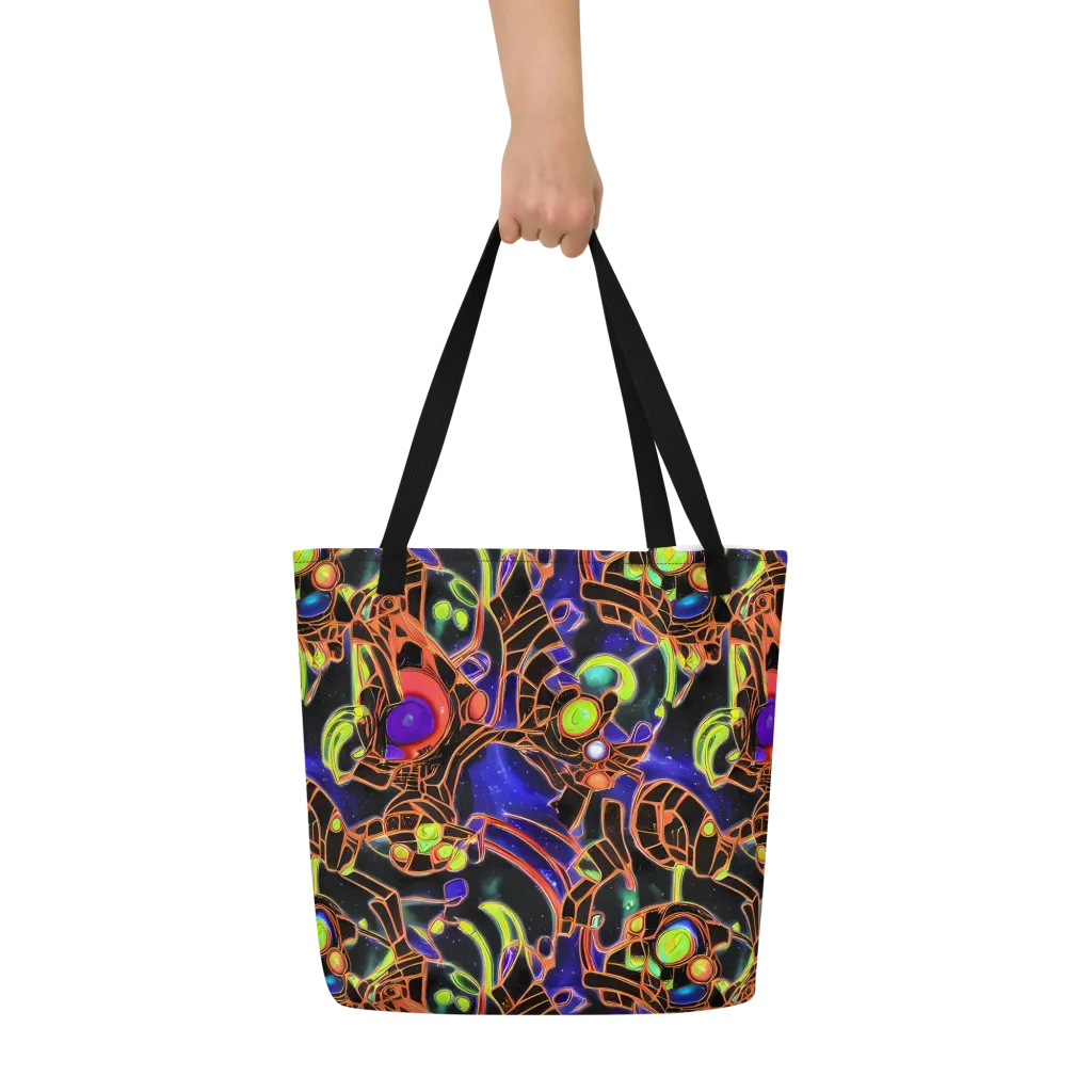 Cosmic Circuitry on Large Tote Bag W/ Pocket — Front