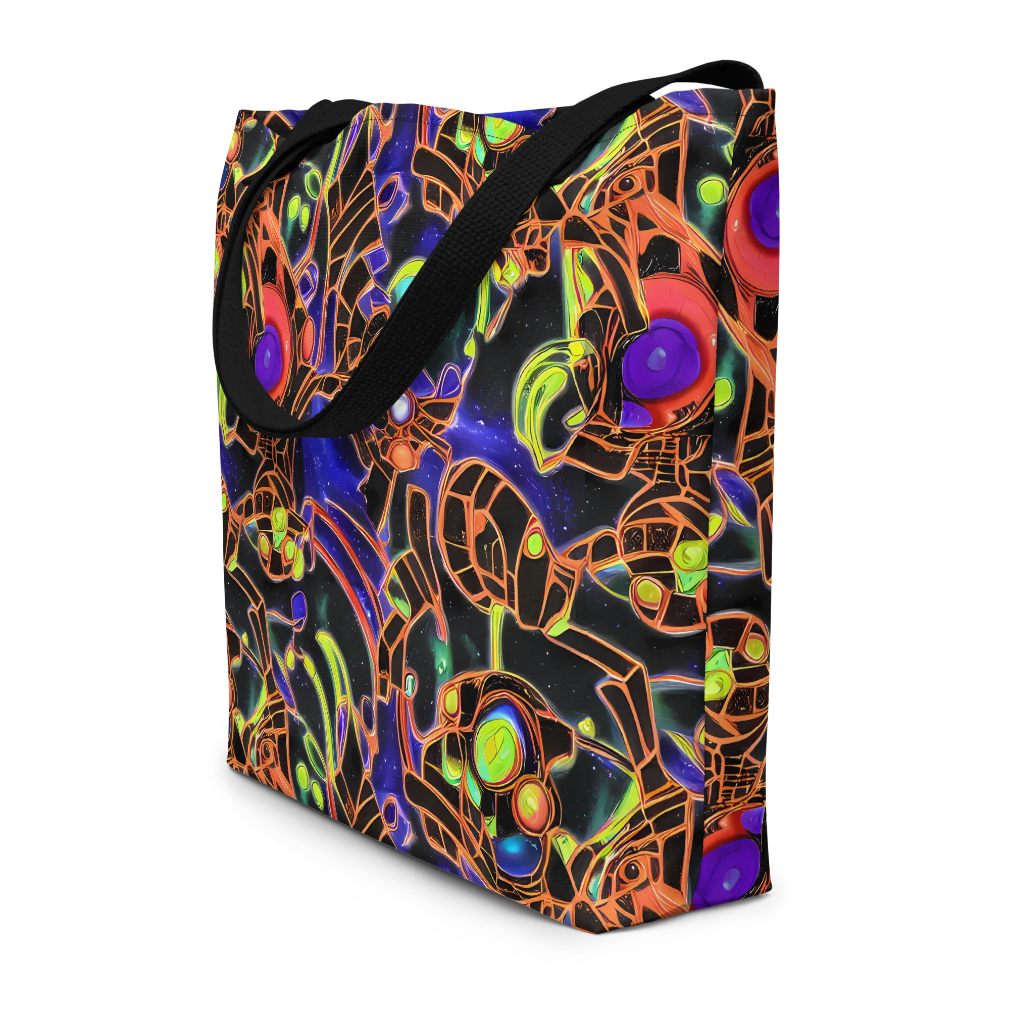 Cosmic Circuitry on Large Tote Bag W/ Pocket — Front