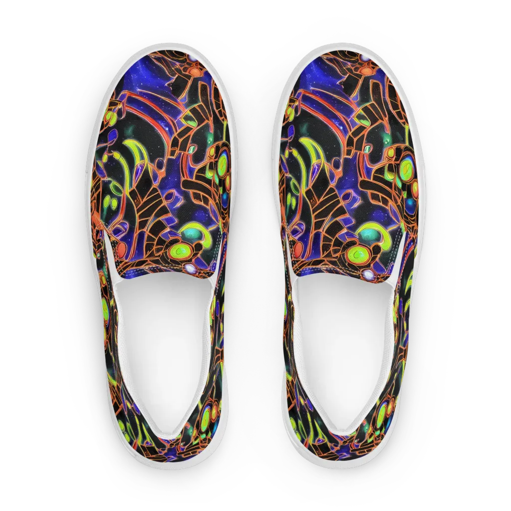 Cosmic Circuitry on Women's Slip-On Canvas Shoes — Front