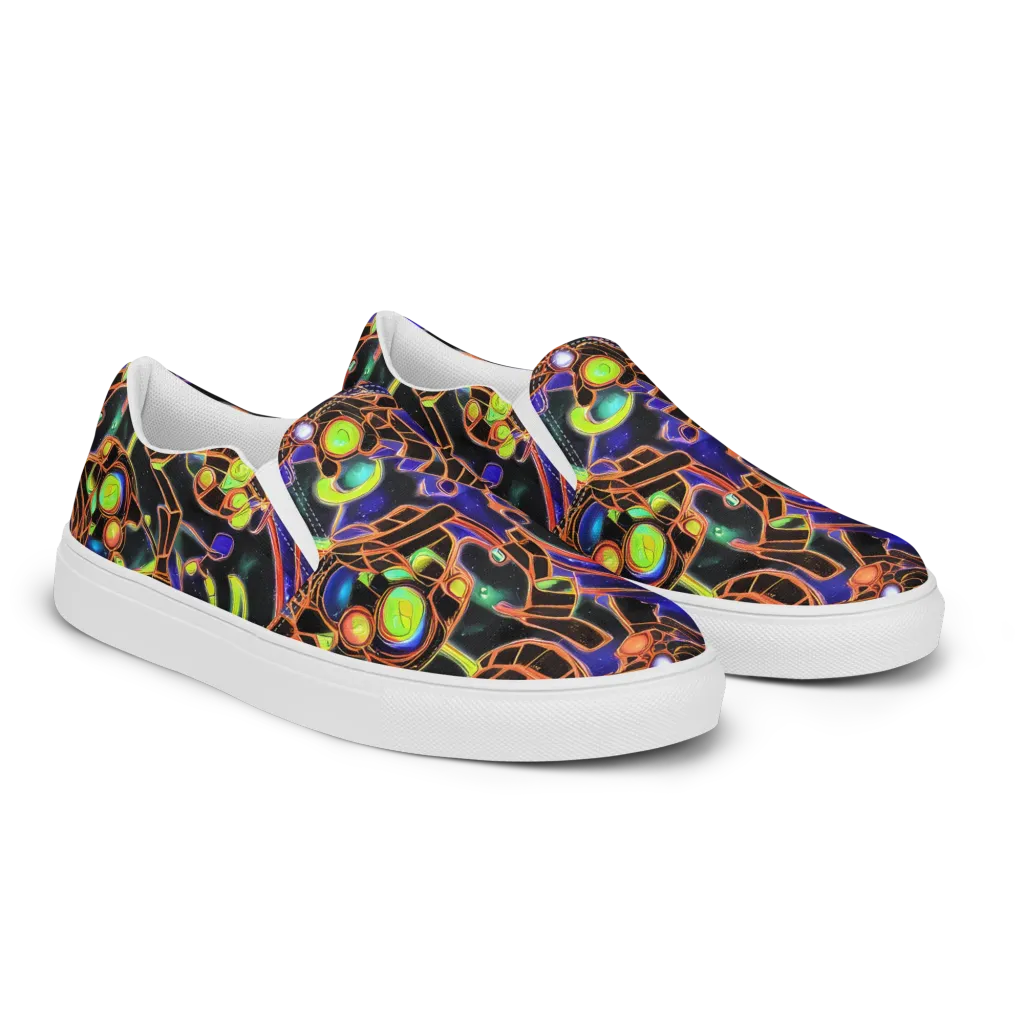 Cosmic Circuitry on Women's Slip-On Canvas Shoes — Right Front