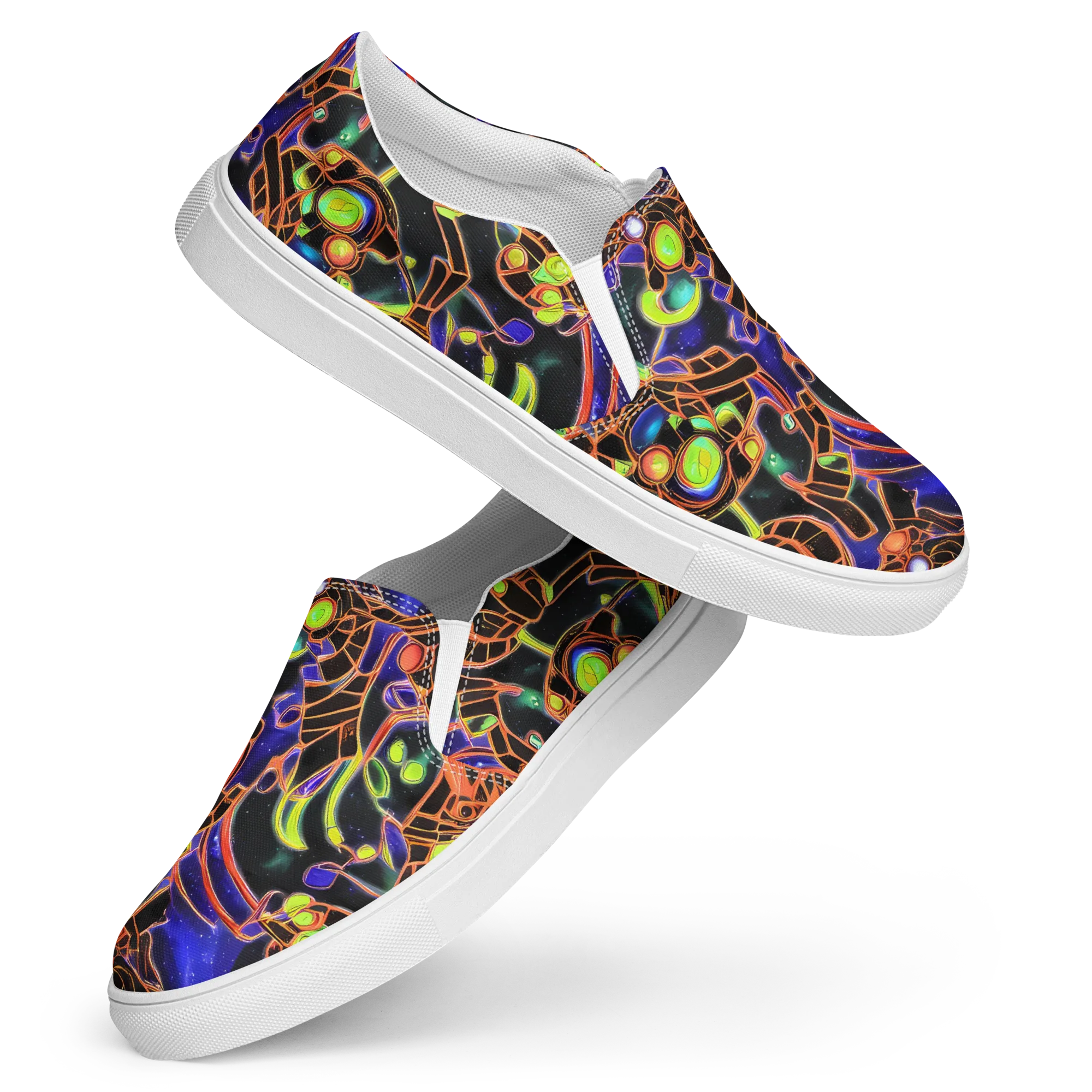 Cosmic Circuitry on Women's Slip-On Canvas Shoes — Front