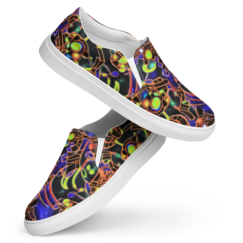 Cosmic Circuitry on Women's Slip-On Canvas Shoes — Front