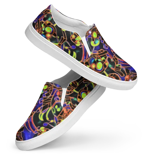 Cosmic Circuitry on a Women's Slip-On Canvas Shoes