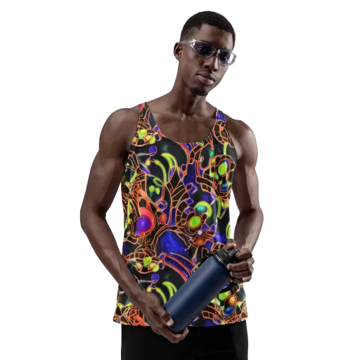 Cosmic Circuitry on a Men's Tank Top