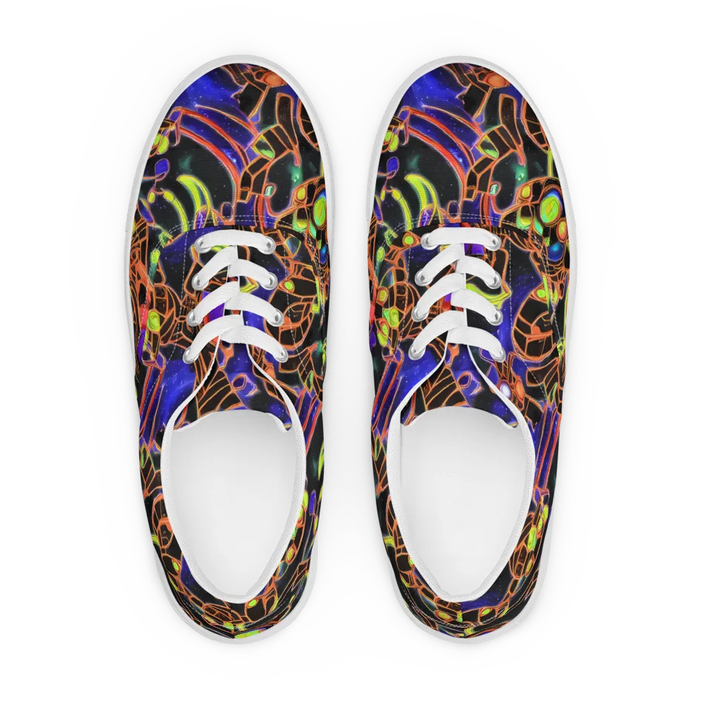 Cosmic Circuitry on Men's Lace-Up Canvas Shoes — Front