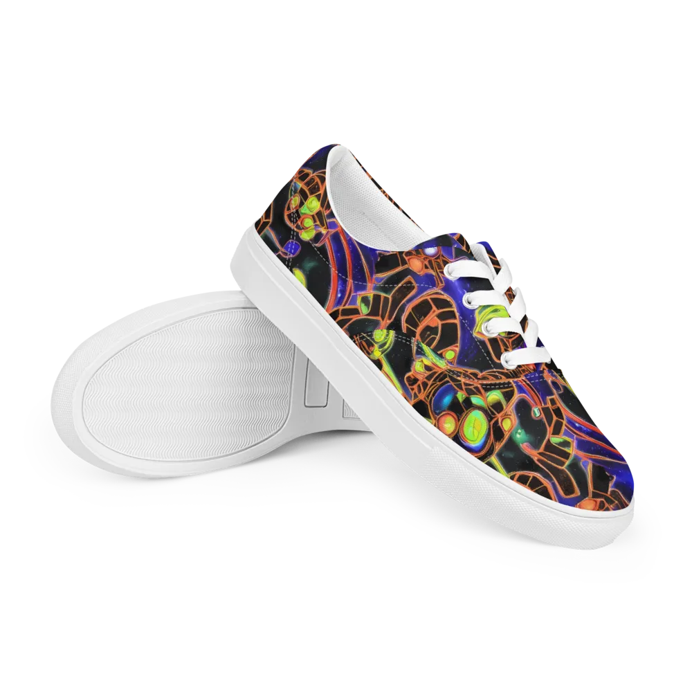 Cosmic Circuitry on Men's Lace-Up Canvas Shoes — Right Front