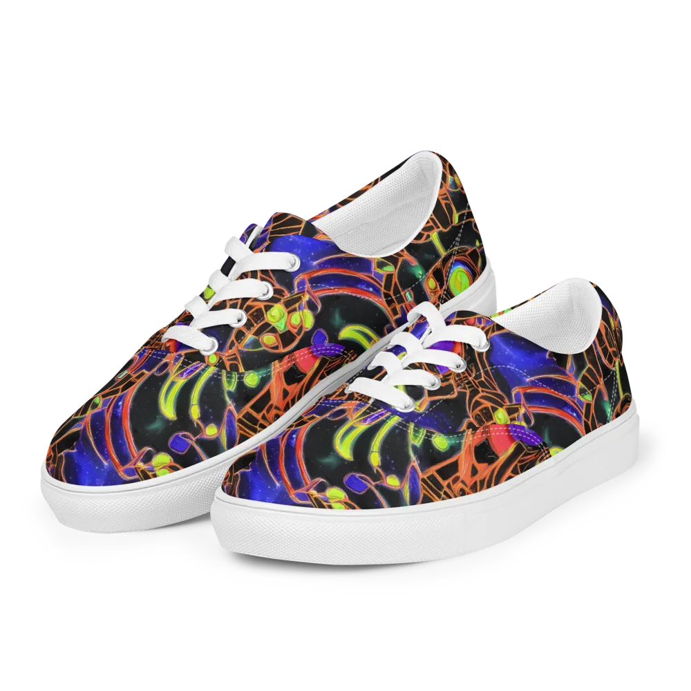 Cosmic Circuitry on Men's Lace-Up Canvas Shoes — Left Front