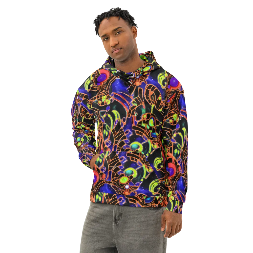 Cosmic Circuitry on Cotton Hoodie — Left Front