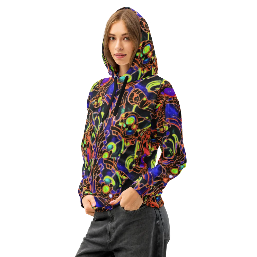 Cosmic Circuitry on Cotton Hoodie — Left Front