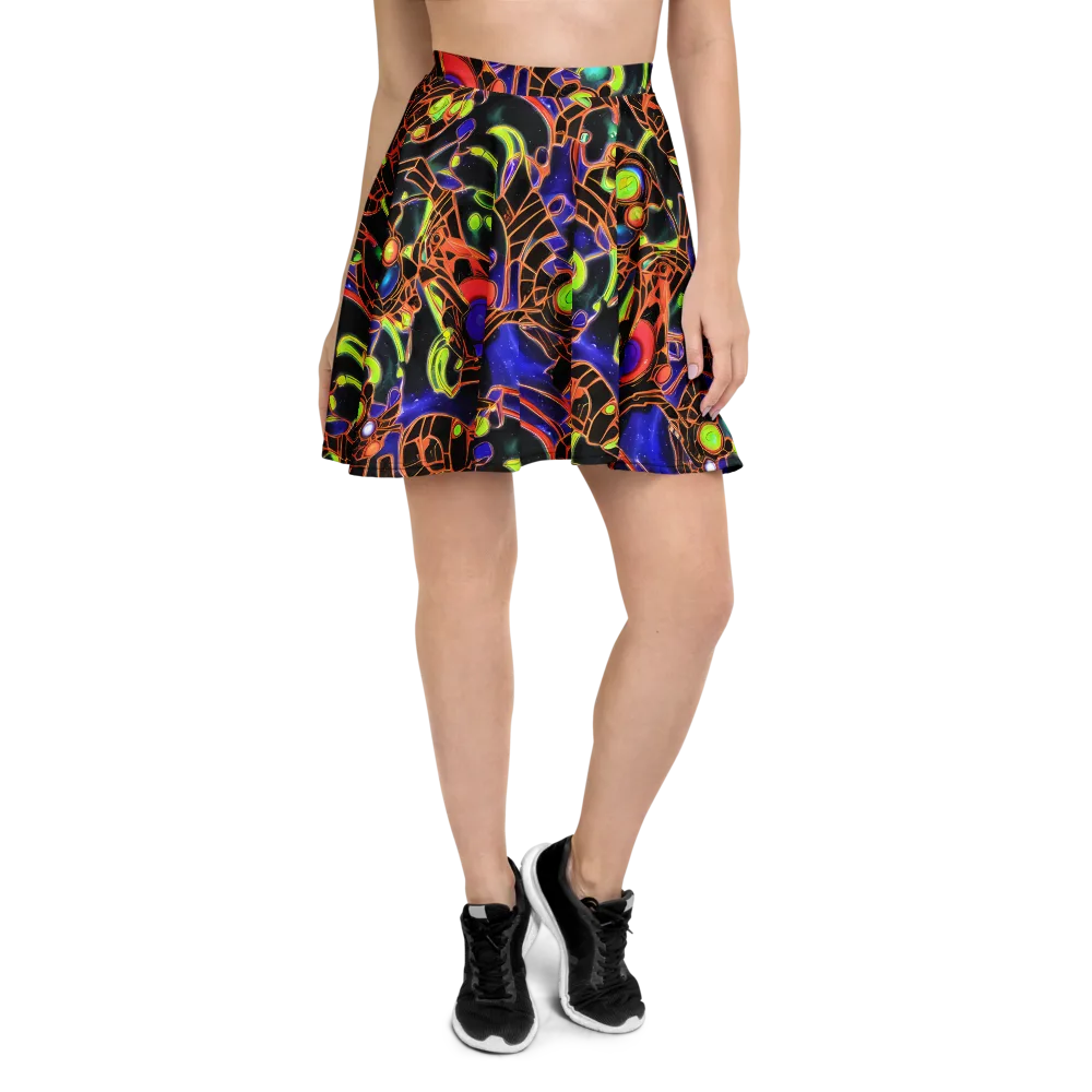 Cosmic Circuitry on Skater Skirt — Front