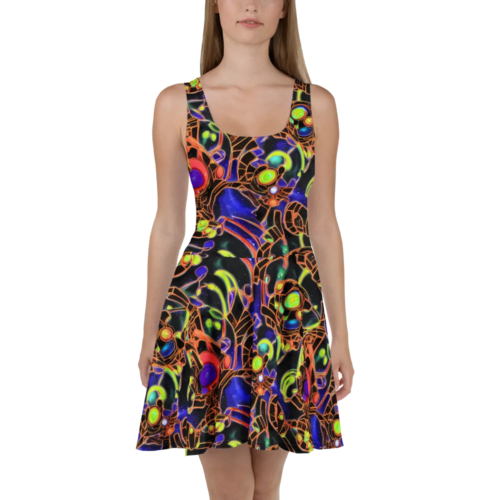 Cosmic Circuitry on Skater Dress — Front