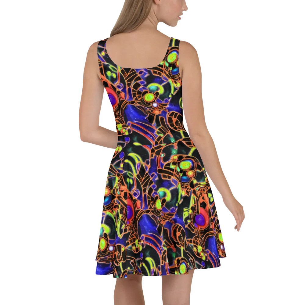 Cosmic Circuitry on Skater Dress — Back