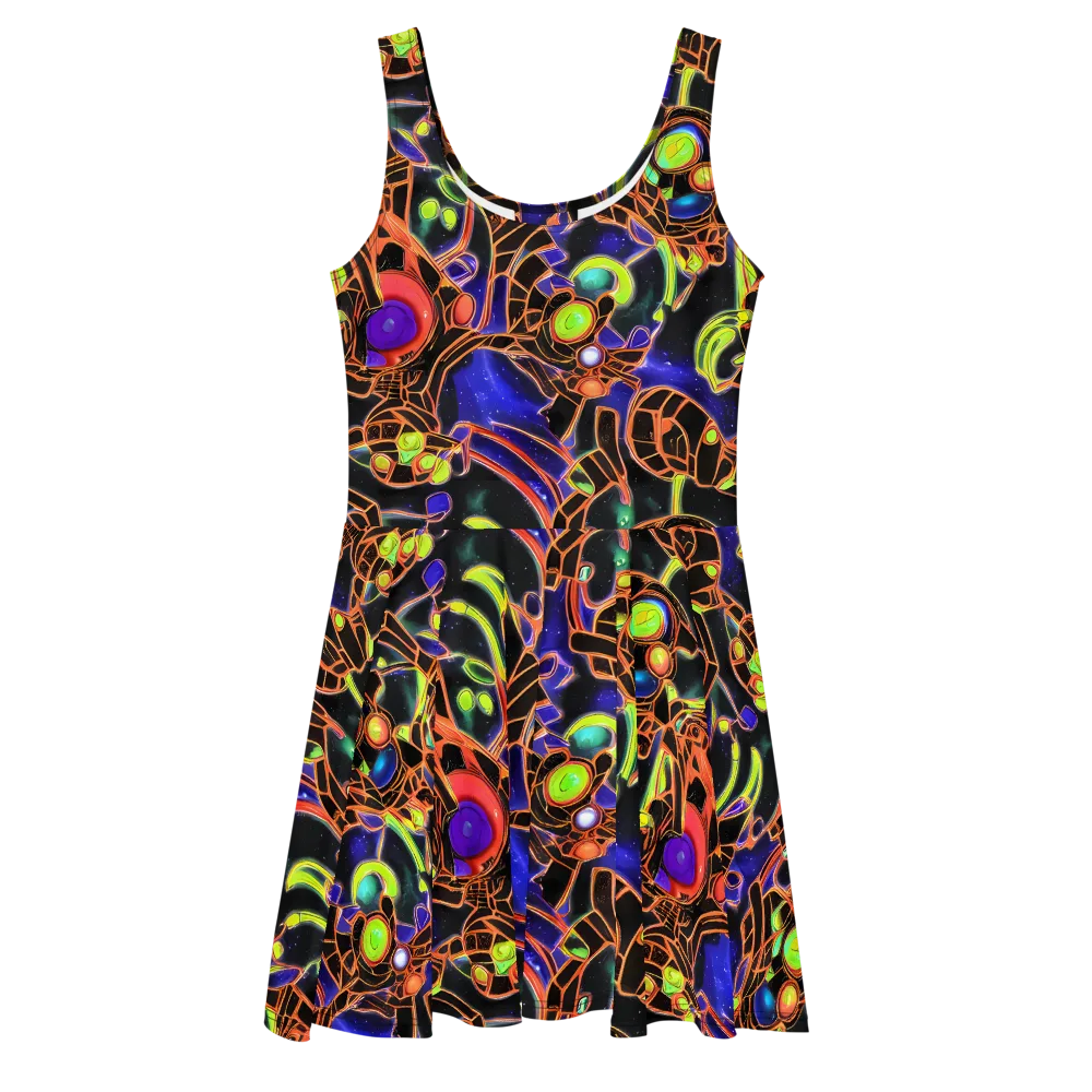 Cosmic Circuitry on Skater Dress — Front