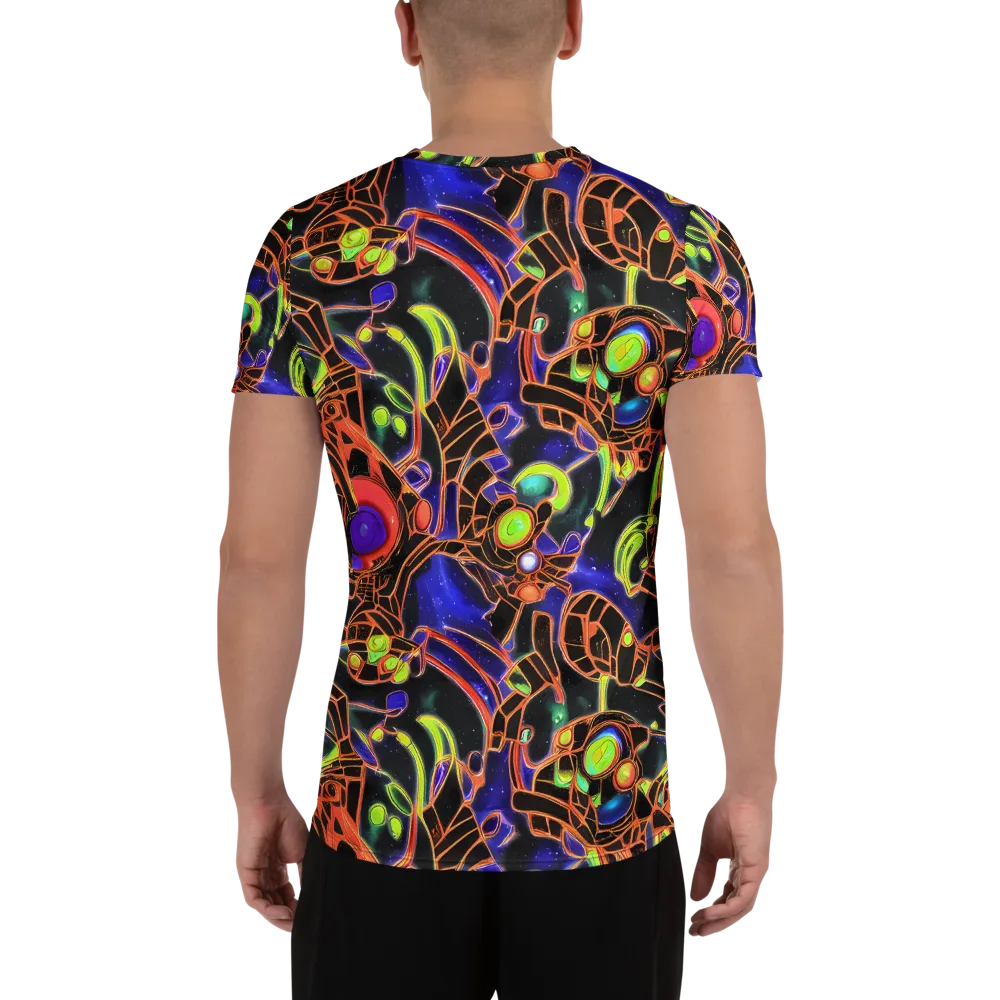 Cosmic Circuitry on Men's Athletic T-Shirt — Back