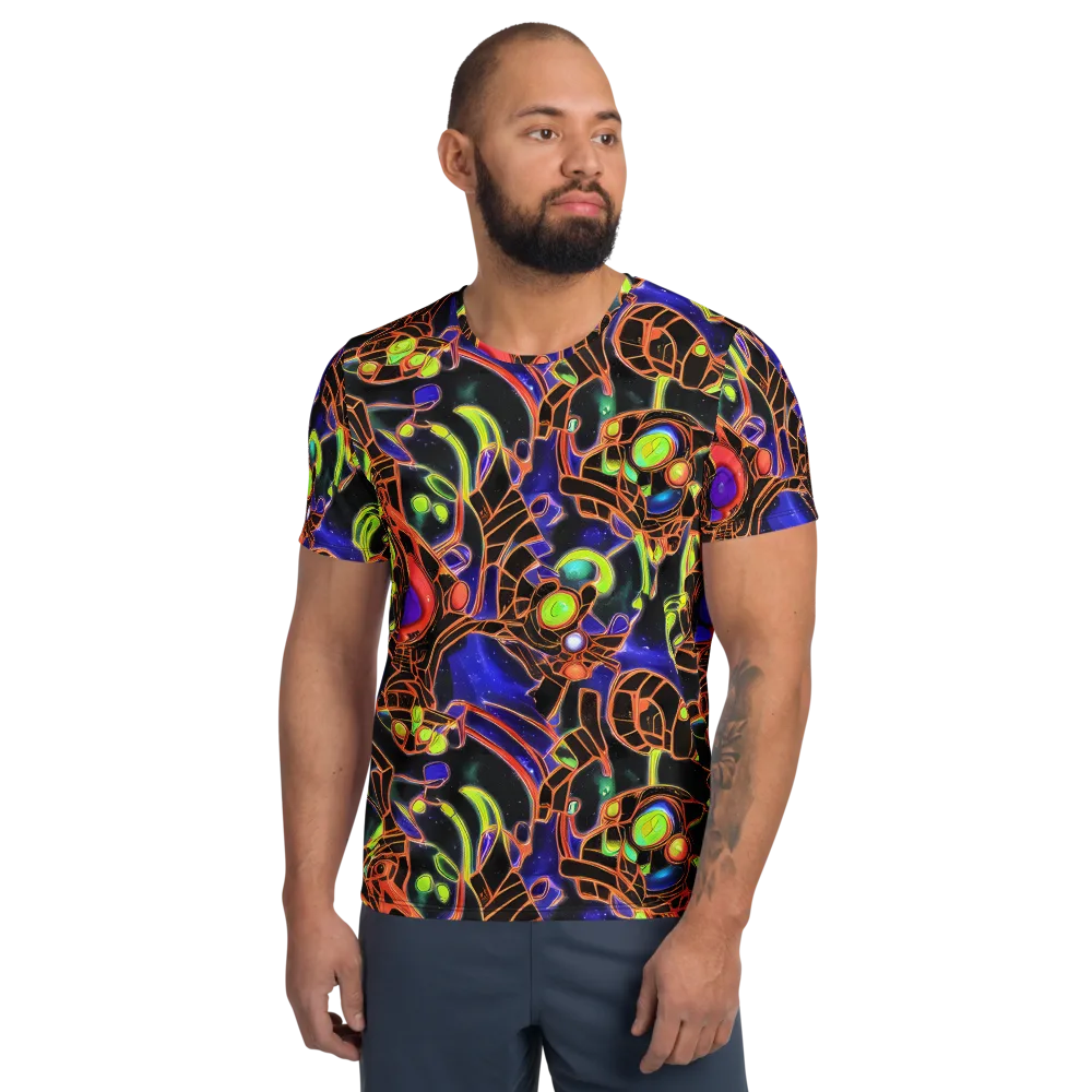 Cosmic Circuitry on Men's Athletic T-Shirt — Front