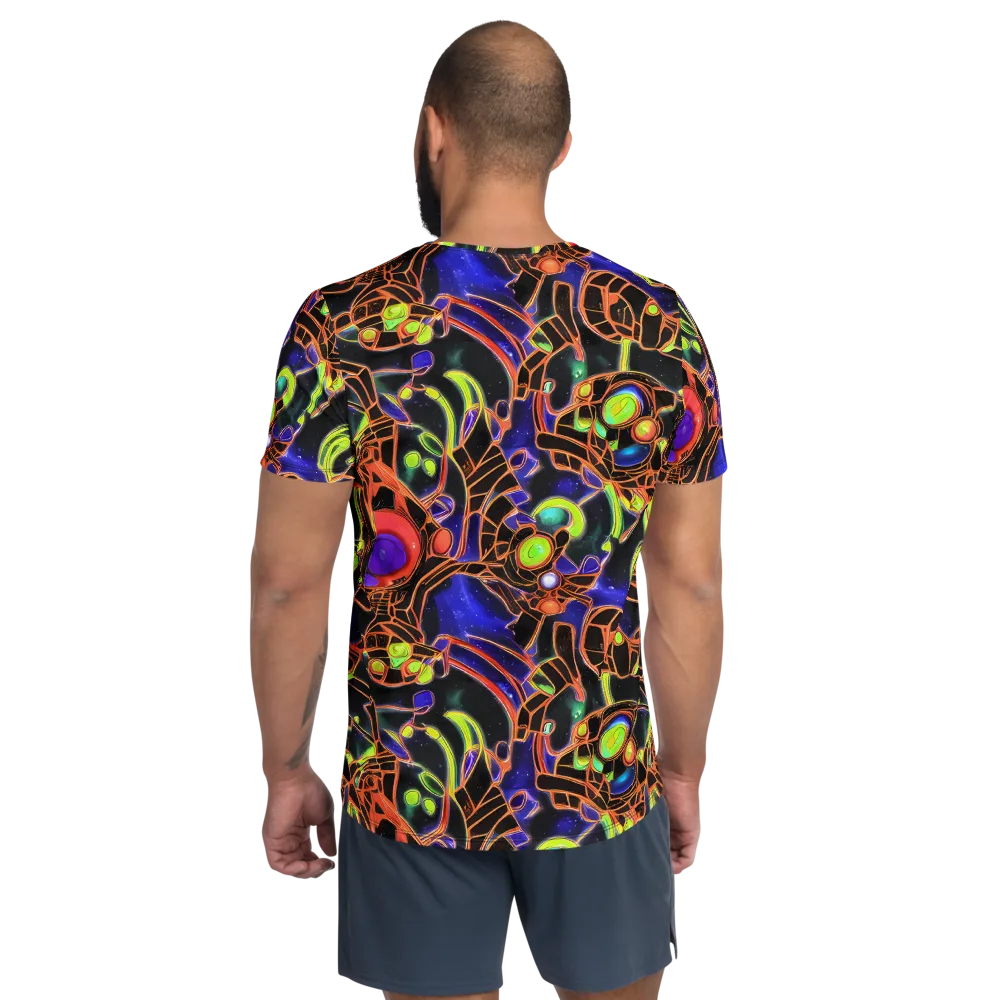 Cosmic Circuitry on Men's Athletic T-Shirt — Back
