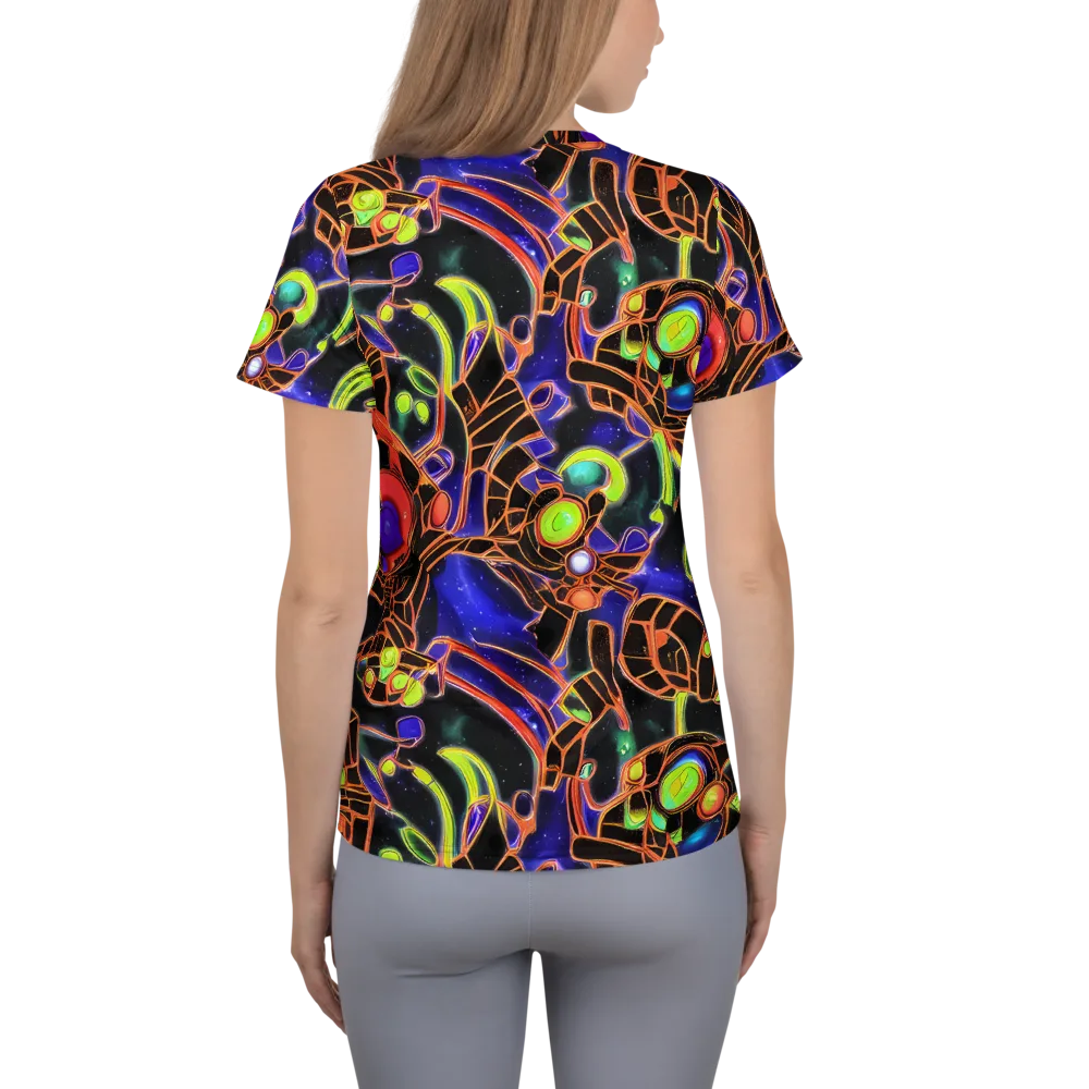 Cosmic Circuitry on Women's Athletic T-Shirt — Back