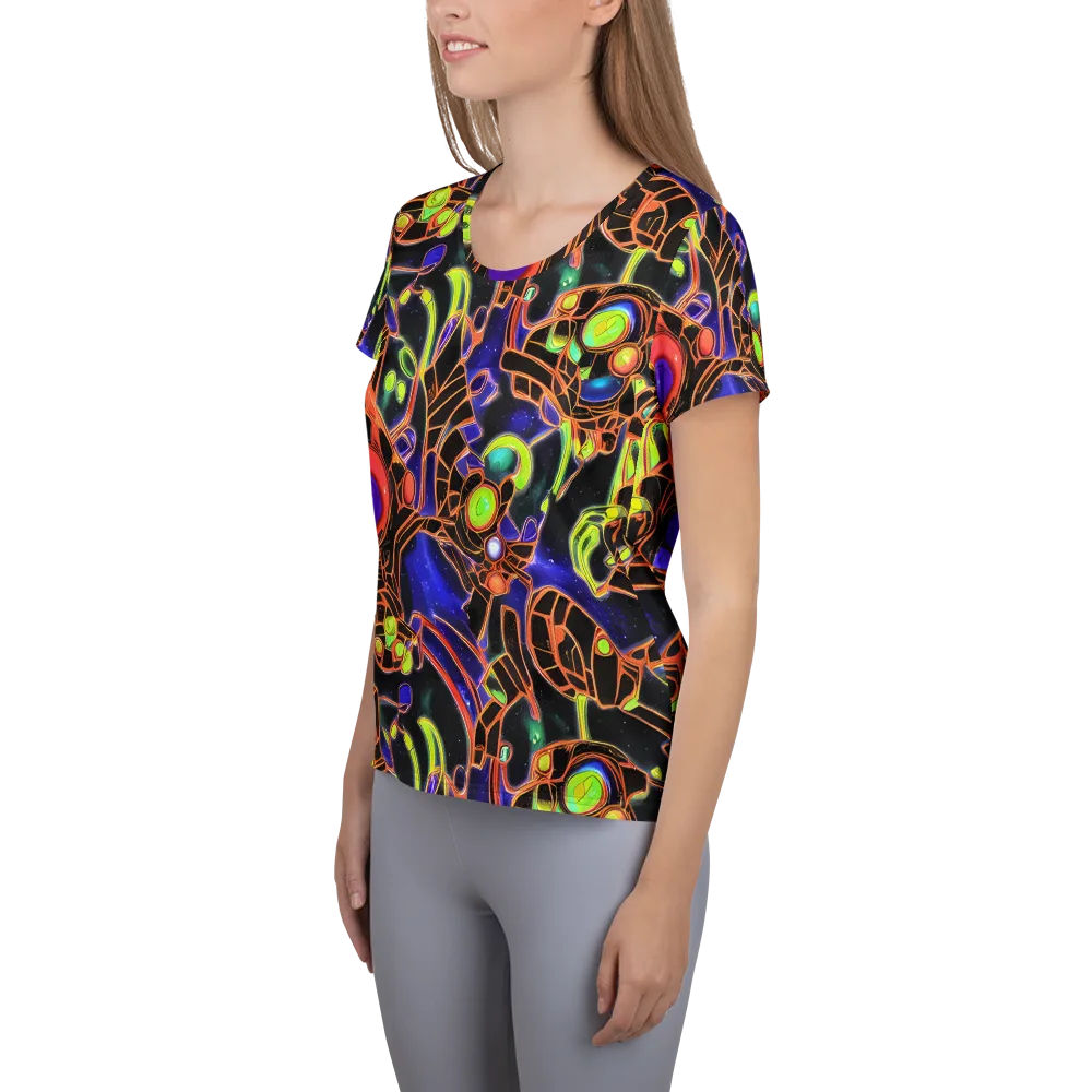 Cosmic Circuitry on Women's Athletic T-Shirt — Left