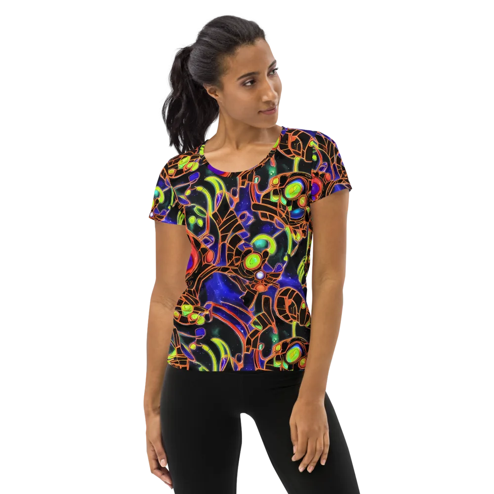 Cosmic Circuitry on Women's Athletic T-Shirt — Front