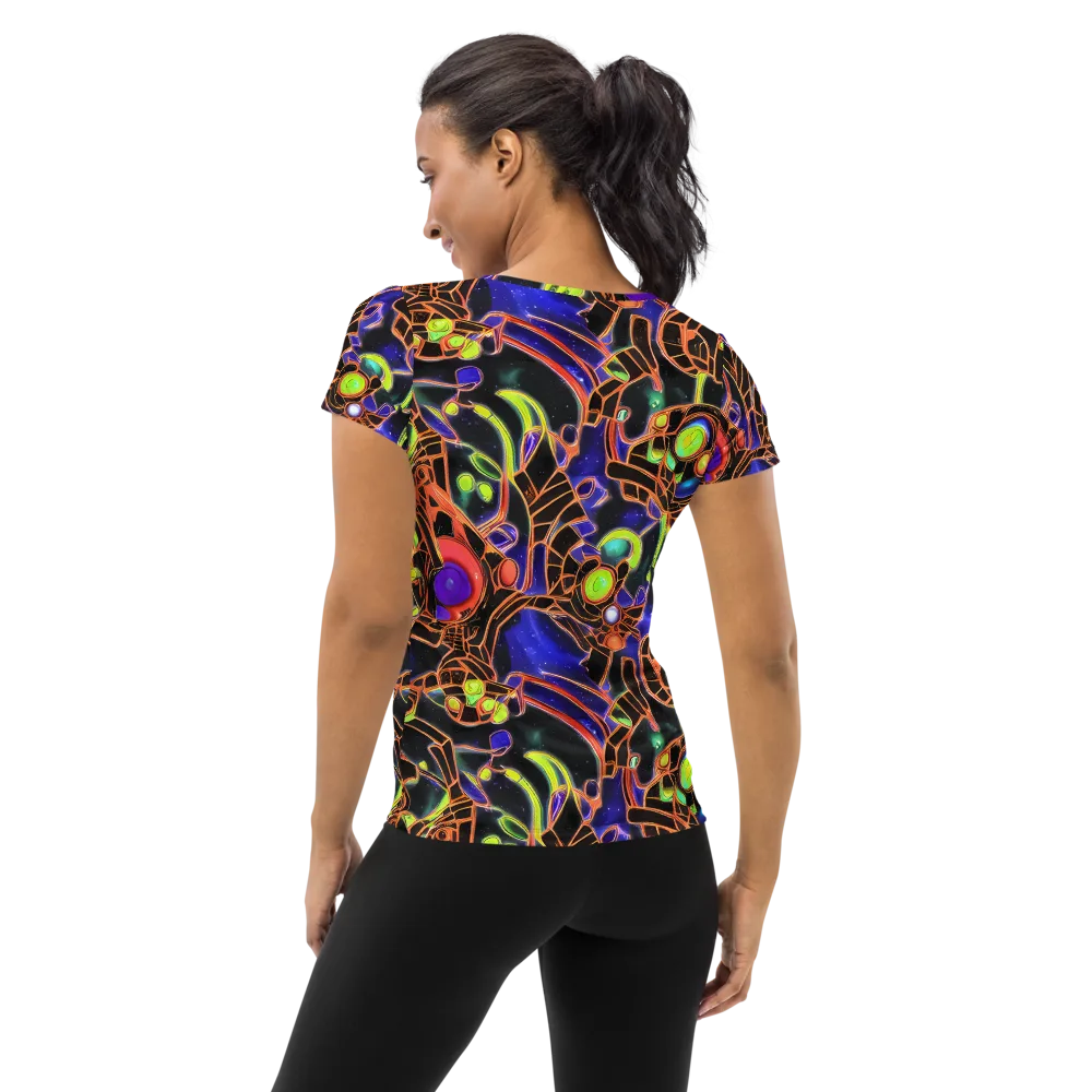Cosmic Circuitry on Women's Athletic T-Shirt — Back