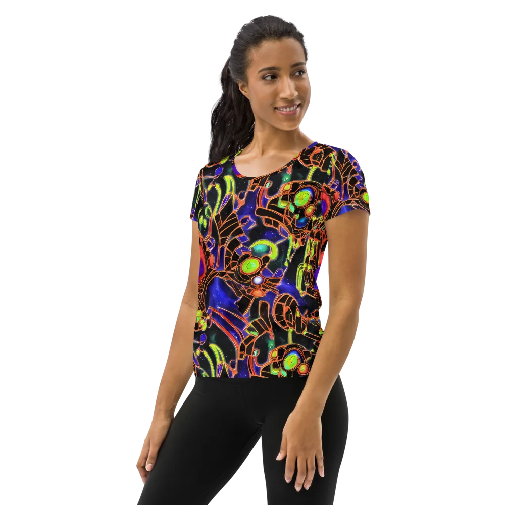Cosmic Circuitry on Women's Athletic T-Shirt — Left
