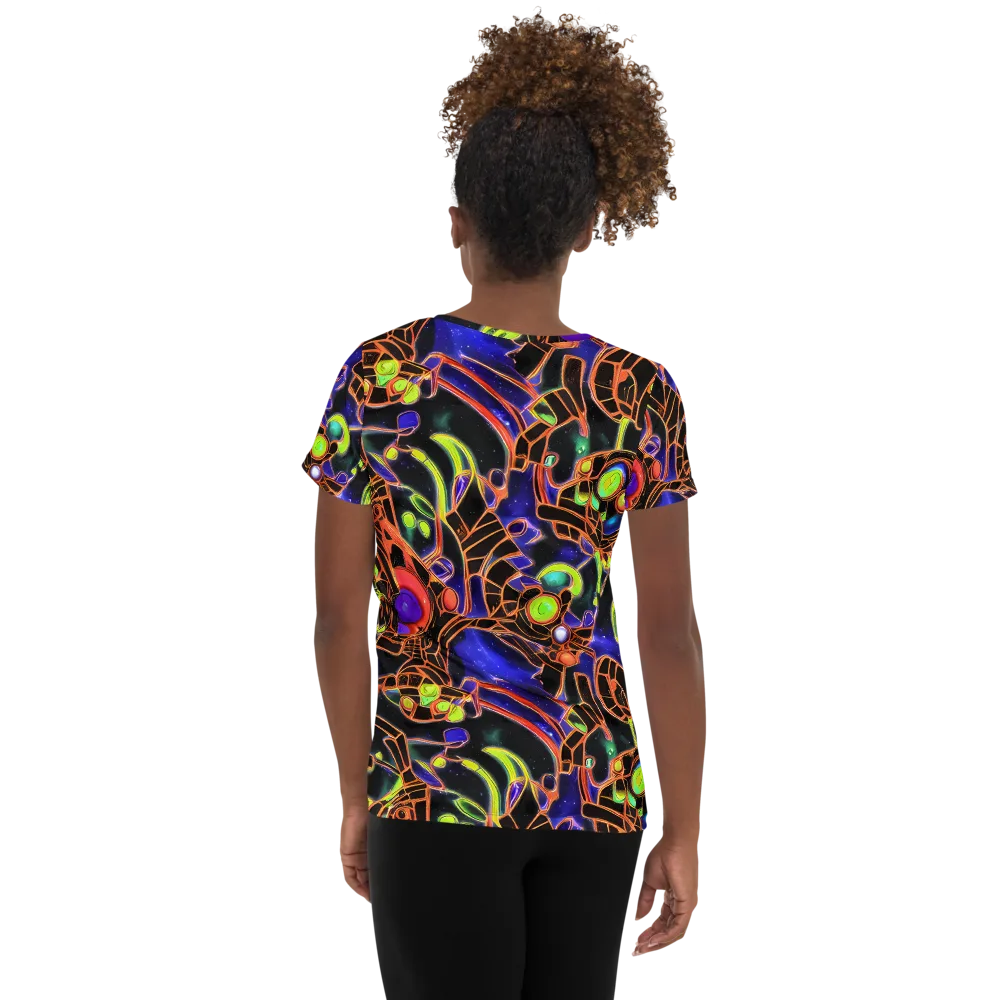 Cosmic Circuitry on Women's Athletic T-Shirt — Back