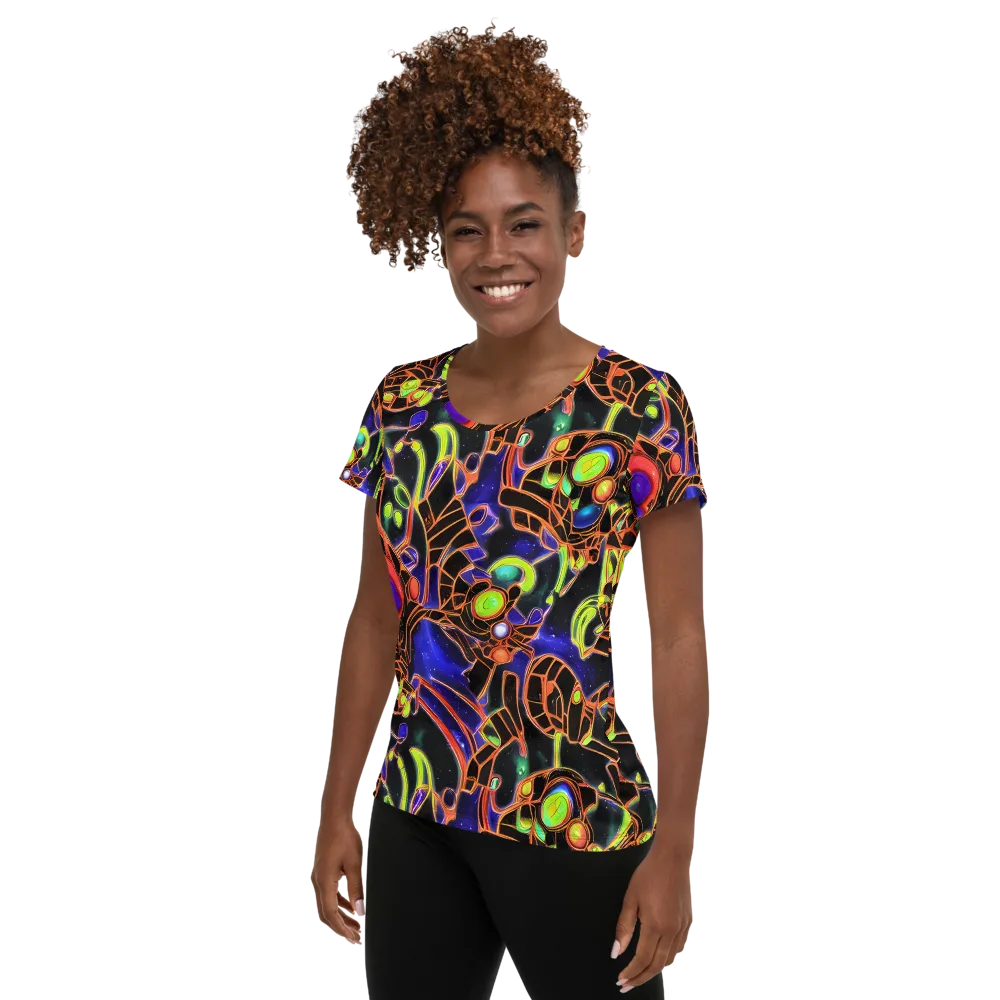 Cosmic Circuitry on Women's Athletic T-Shirt — Left