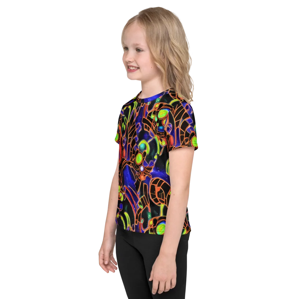 Cosmic Circuitry on Kids Crew Neck T-Shirt — Left