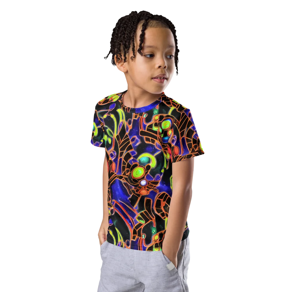 Cosmic Circuitry on Kids Crew Neck T-Shirt — Left Front