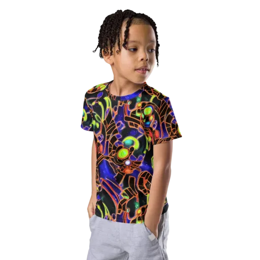 Cosmic Circuitry on a Kids Crew Neck T-Shirt