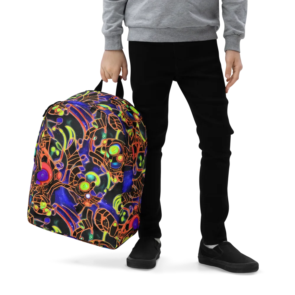 Cosmic Circuitry on Minimalist Backpack — Zoomed-in