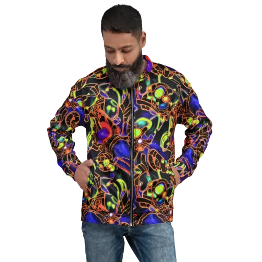 Cosmic Circuitry on a Bomber Jacket