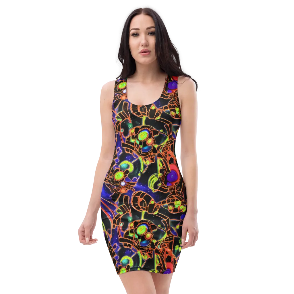 Cosmic Circuitry on Bodycon Dress — Front
