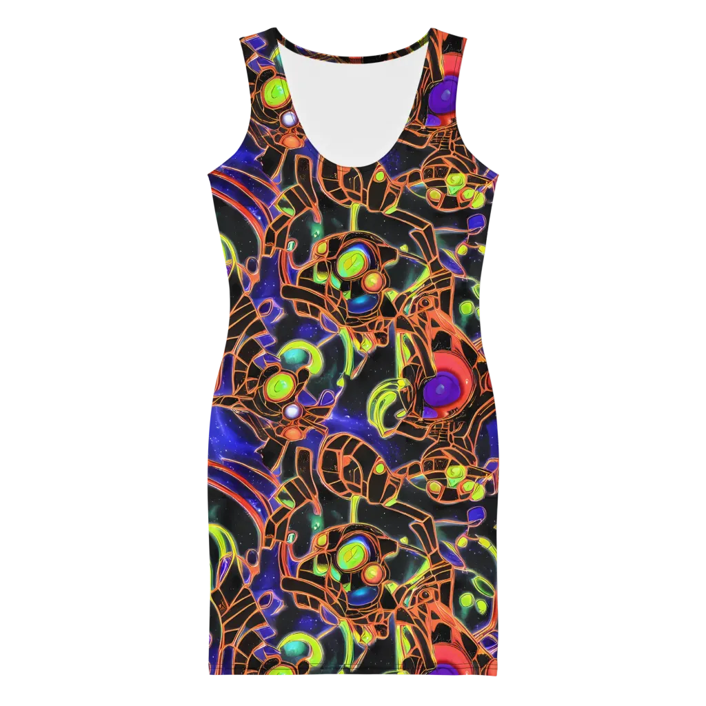 Cosmic Circuitry on Bodycon Dress — Front