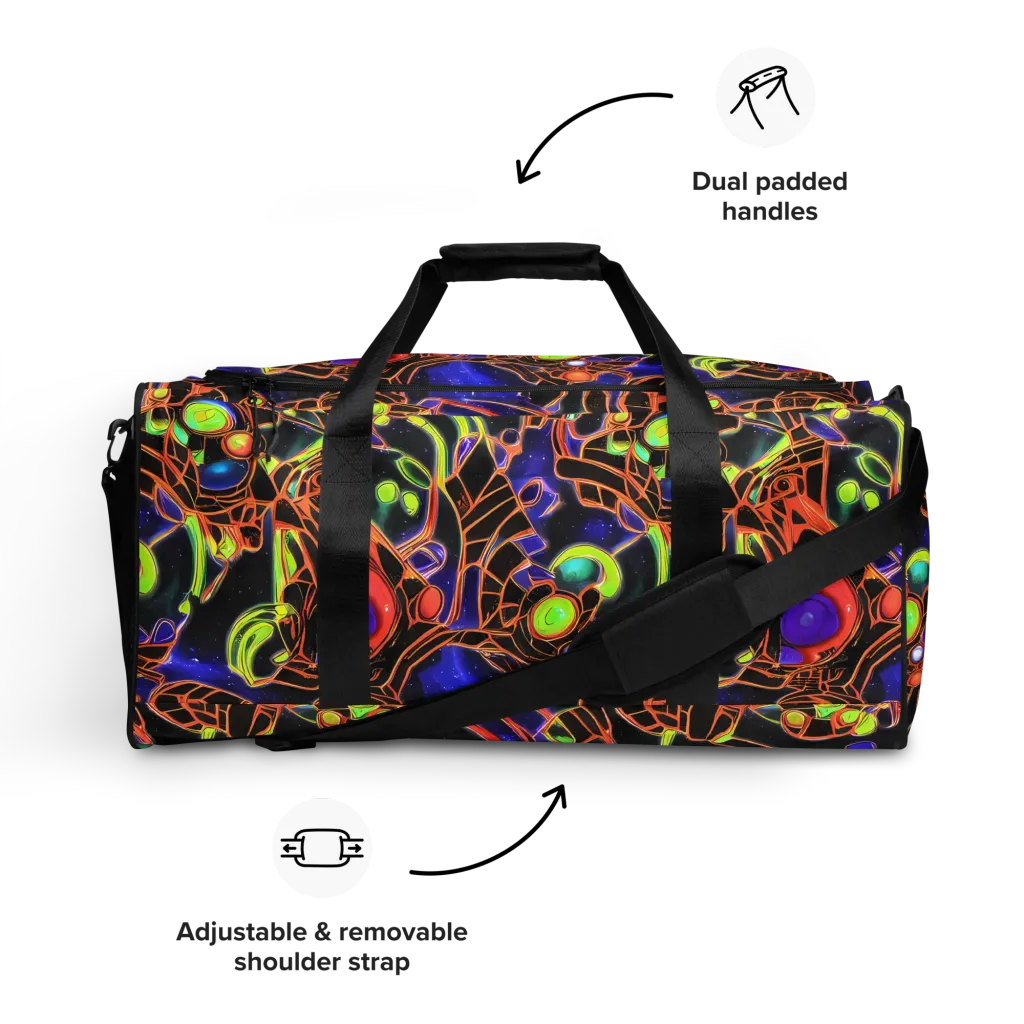 Cosmic Circuitry on Duffle Bag — Front