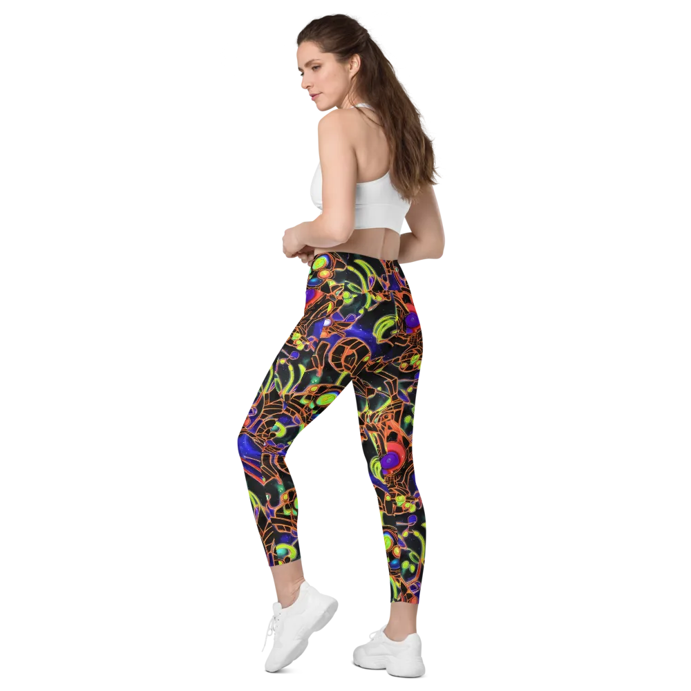 Cosmic Circuitry on Leggings with Pockets — Left Back