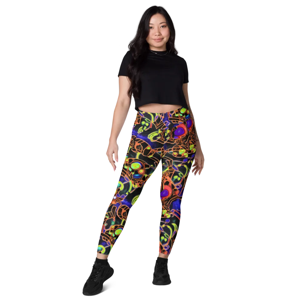 Cosmic Circuitry on Leggings with Pockets — Front