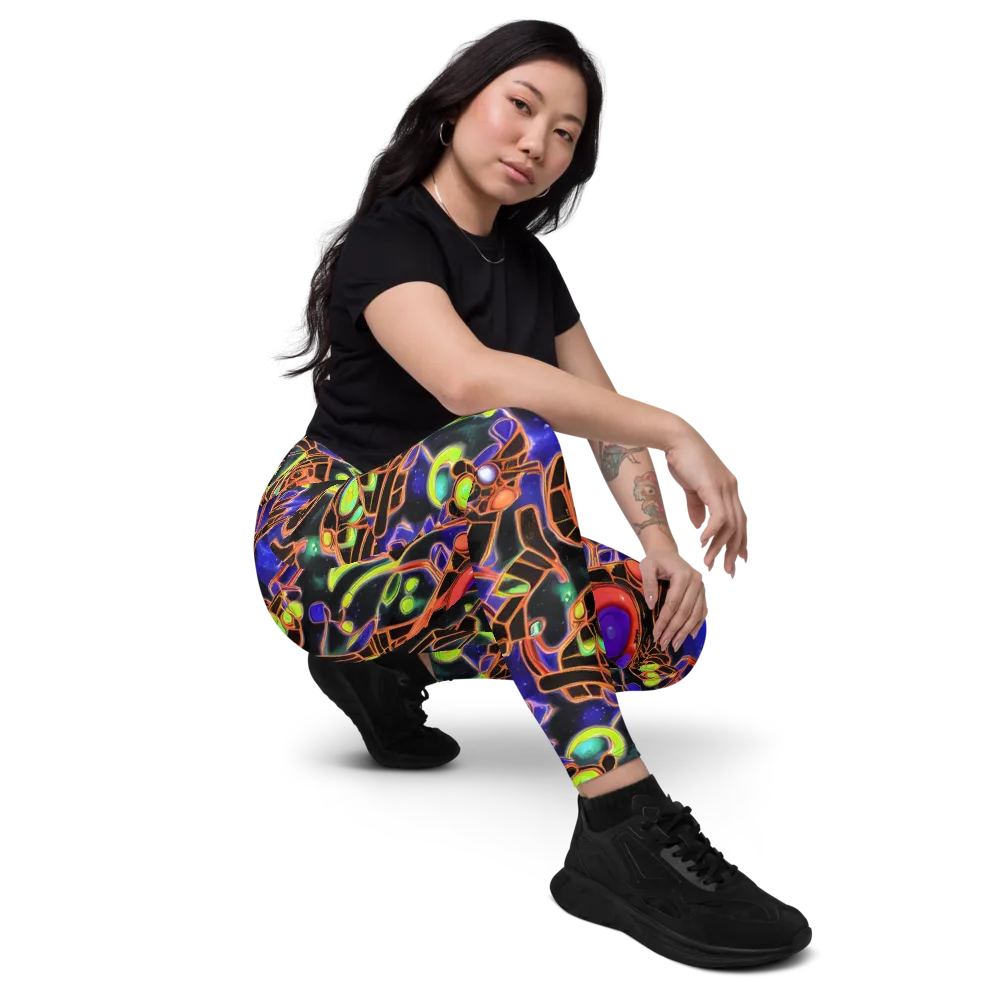 Cosmic Circuitry on Leggings with Pockets — Right Front