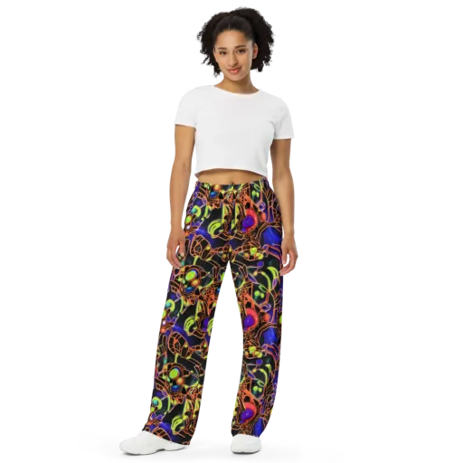 Cosmic Circuitry on a Wide-Leg Pants