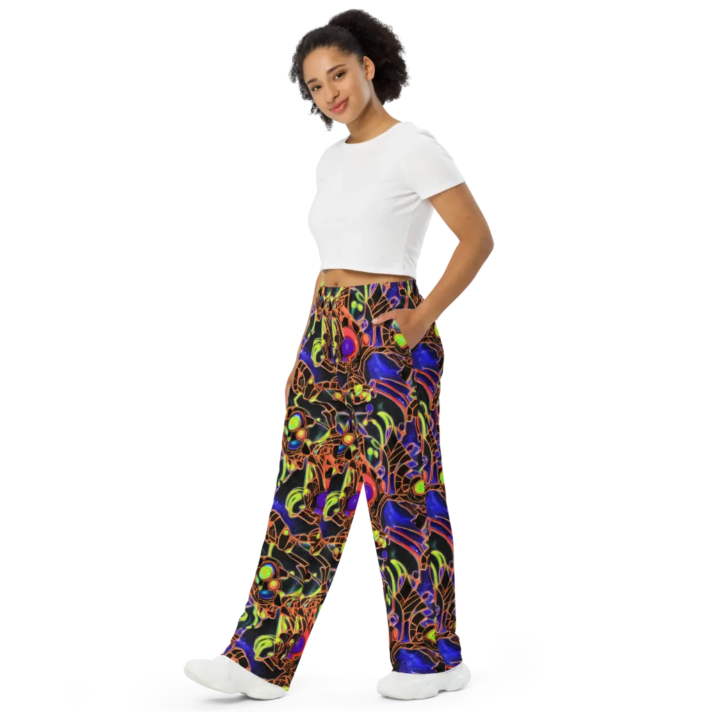 Cosmic Circuitry on Wide-Leg Pants — Left Front